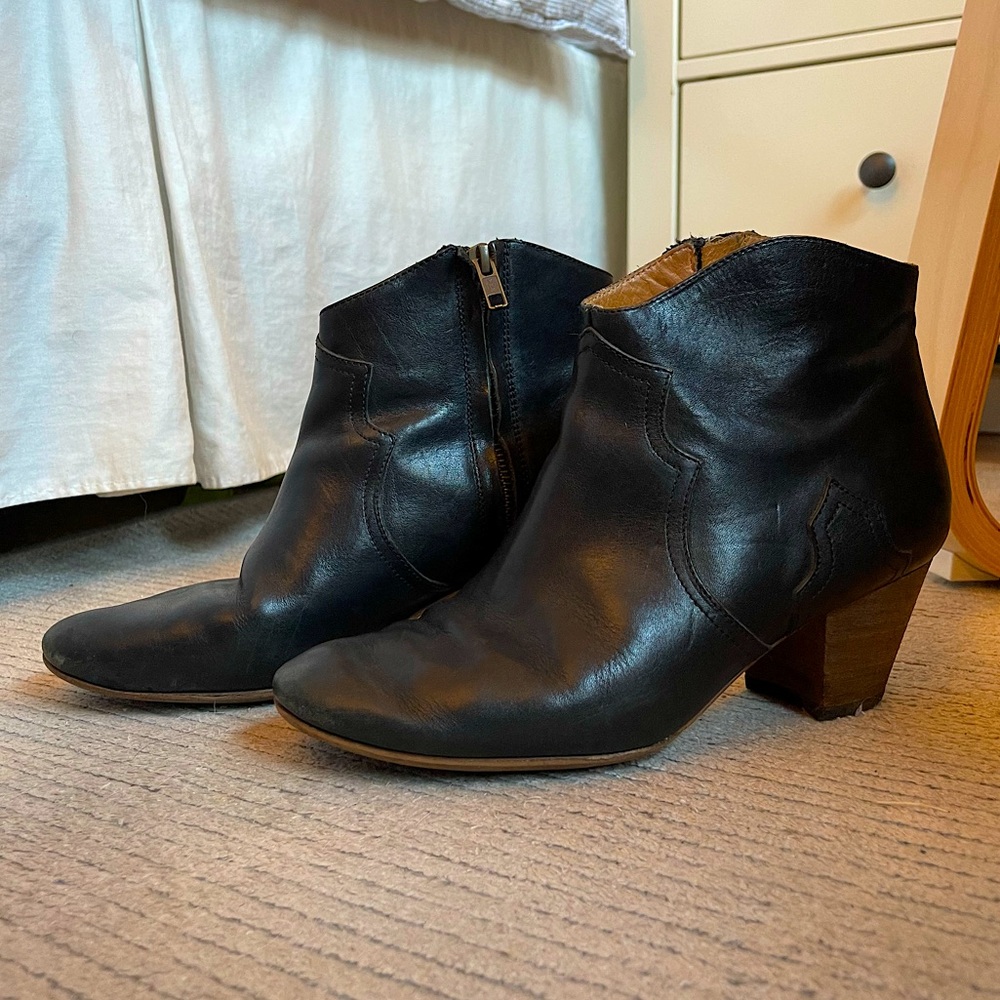 Isabel Marant Black Leather Dicker Boots size 39
